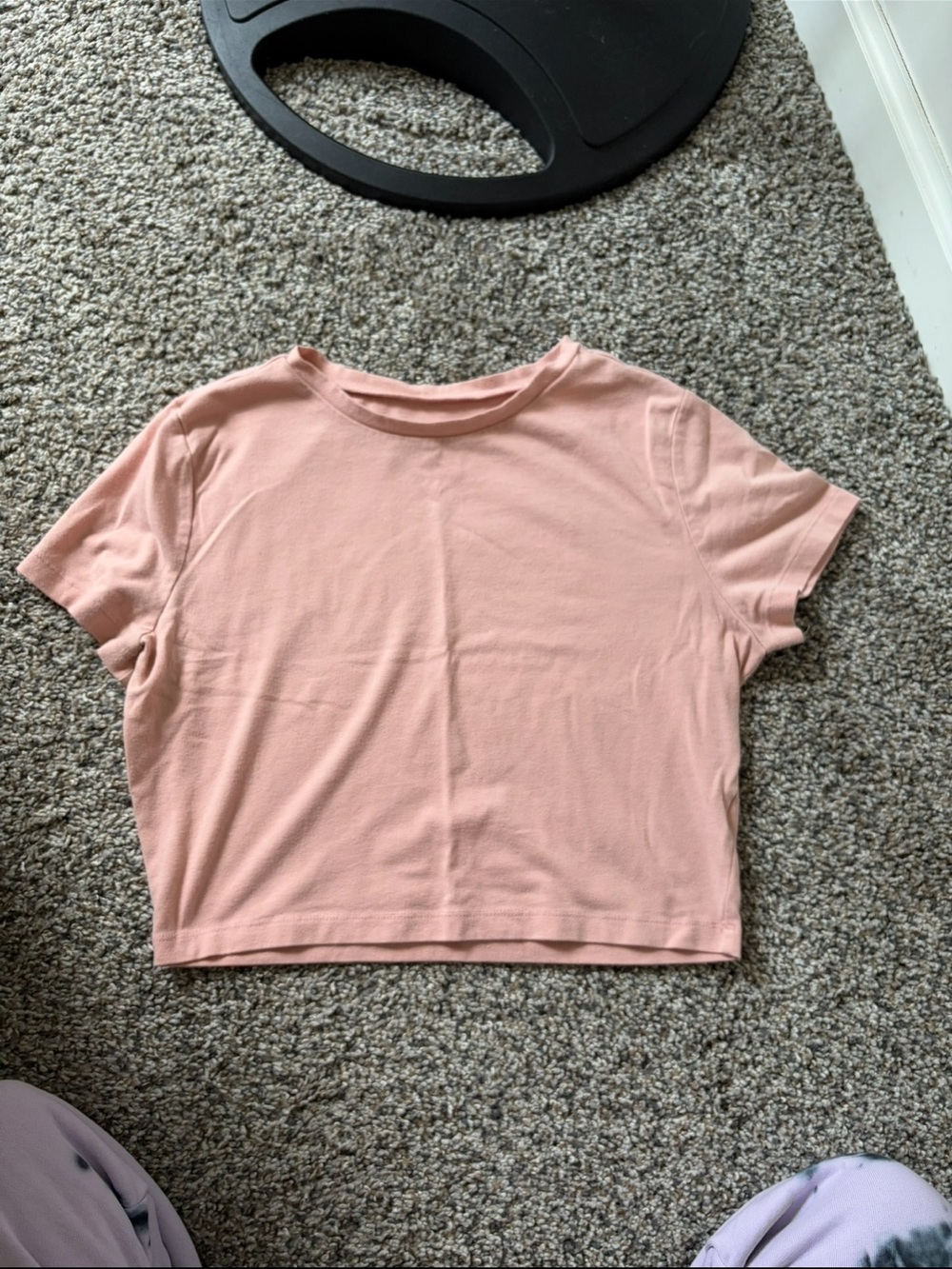Short Sleeve Crewneck Crop Top - Blush Pink Pastel